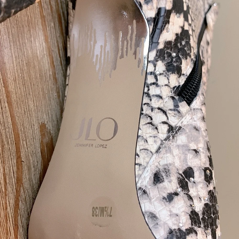 JLO Jennifer Lopez Frankalina bootie - faux snakeskin & rhinestones